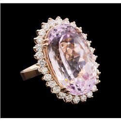 29.20 ctw Kunzite and Diamond Ring - 14KT Rose Gold