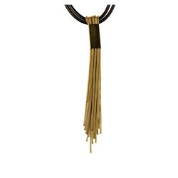 Leather/Mesh Tassel Necklace - Gold Plated