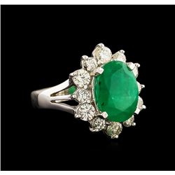 14KT White Gold 3.41 ctw Emerald and Diamond Ring