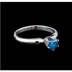 14KT White Gold 0.57 ctw Round Cut Fancy Blue Diamond Solitaire Ring