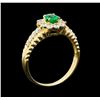 Image 4 : 0.48 ctw Emerald and Diamond Ring - 18KT Yellow Gold