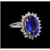 4.67 ctw Tanzanite and Diamond Ring - 14KT White Gold