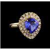 3.62 ctw Tanzanite and Diamond Ring - 14KT Yellow Gold