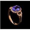 Image 4 : 3.59 ctw Tanzanite and Diamond Ring - 14KT Rose Gold