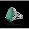 Image 2 : 14KT White Gold 13.24 ctw Emerald and Diamond Ring