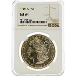 1881-S NGC MS64 Morgan Silver Dollar