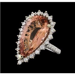 14.09 ctw Morganite and Diamond Ring - 14KT White Gold