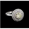 Image 1 : 1.50 ctw Light Yellow Diamond Ring - 14KT White Gold