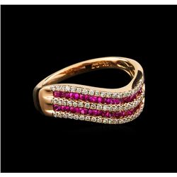 0.80 ctw Ruby and Diamond Ring - 14KT Rose Gold