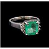 3.36 ctw Emerald and Diamond Ring - 14KT White Gold