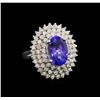 Image 1 : 14KT White Gold 4.46 ctw Tanzanite and Diamond Ring