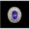 Image 2 : 14KT White Gold 4.46 ctw Tanzanite and Diamond Ring