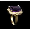 Image 4 : 13.15 ctw Amethyst and Diamond Ring - 14KT Yellow Gold