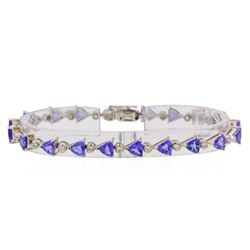 8.96 ctw Tanzanite and Diamond Bracelet - 18KT White Gold