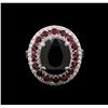 Image 2 : 14KT White Gold 6.45 ctw Sapphire, Ruby and Diamond Ring