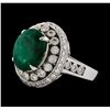 Image 1 : 4.75 ctw Emerald and Diamond Ring - 14KT White Gold