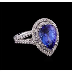 14KT White Gold 3.89 ctw Tanzanite and Diamond Ring