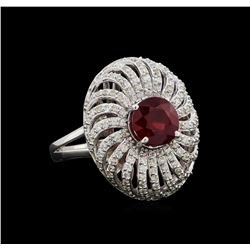 14KT White Gold 2.73 ctw Ruby and Diamond Ring