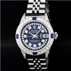 Rolex Stainless Steel Blue String Diamond VVS DateJust Watch