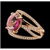 Image 1 : 3.45 ctw Tourmaline and Diamond Ring - 14KT Rose Gold