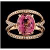 Image 2 : 3.45 ctw Tourmaline and Diamond Ring - 14KT Rose Gold