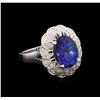 5.20 ctw Tanzanite and Diamond Ring - 14KT White Gold