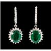 Image 1 : 6.33 ctw Emerald and Diamond Earrings - 14KT White Gold