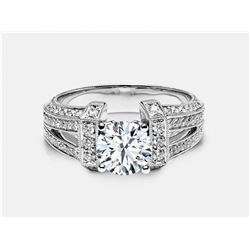 Cubic Zirconia and Diamond Ring - 14KT White Gold