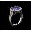 Image 4 : 3.65 ctw Tanzanite and Diamond Ring - 14KT White Gold