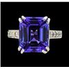 Image 2 : GIA Cert 10.16 ctw Tanzanite and Diamond Ring - 14KT White Gold