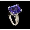 Image 4 : GIA Cert 10.16 ctw Tanzanite and Diamond Ring - 14KT White Gold