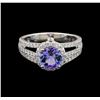 Image 2 : 14KT White Gold 1.56 ctw Tanzanite and Diamond Ring