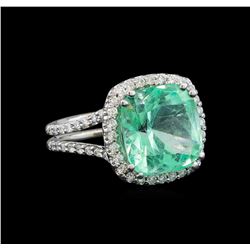 GIA Cert 7.73 ctw Emerald and Diamond Ring - 14KT White Gold