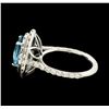 Image 3 : 4.11 ctw Blue Zircon and Diamond Ring - 14KT White Gold