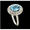 Image 4 : 4.11 ctw Blue Zircon and Diamond Ring - 14KT White Gold