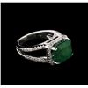 Image 1 : 5.35 ctw Emerald and Diamond Ring - 14KT White Gold