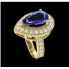 Image 4 : 4.05 ctw Tanzanite and Diamond Ring - 14KT Yellow Gold