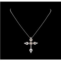 0.71 ctw Diamond Cross Pendant With Chain - 14KT White Gold