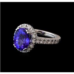 3.55 ctw Tanzanite and Diamond Ring - 14KT White Gold