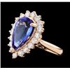 4.23 ctw Tanzanite and Diamond Ring - 14KT Rose Gold