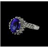Image 1 : 3.60 ctw Tanzanite and Diamond Ring - 14KT White Gold