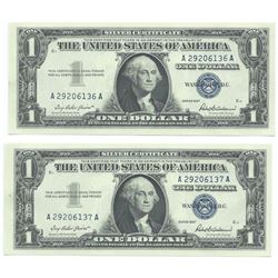 1957 $1 Silver Certificate Currency Lot of 2