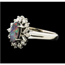 0.62 ctw Black Opal and Diamond Ring - Platinum