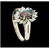 Image 4 : 0.62 ctw Black Opal and Diamond Ring - Platinum