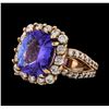 5.52 ctw Tanzanite and Diamond Ring - 14KT Rose Gold