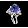 Image 4 : 4.07 ctw Tanzanite and Diamond Ring - 14KT White Gold