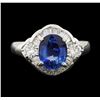 Image 2 : 2.20 ctw Sapphire and Diamond Ring - Platinum