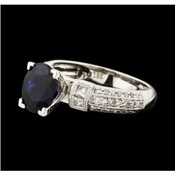 1.72 ctw Sapphire and Diamond Ring - 18KT White Gold