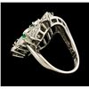 Image 3 : 0.56 ctw Diamond, Emerald and Sapphire Ring - Platinum