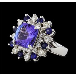 4.81 ctw Tanzanite and Diamond Ring - 14KT White Gold